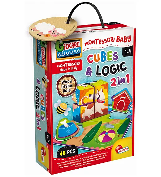 Lisciani Montessori Wood logika i kocke 2u1, 48 dijelova 96879