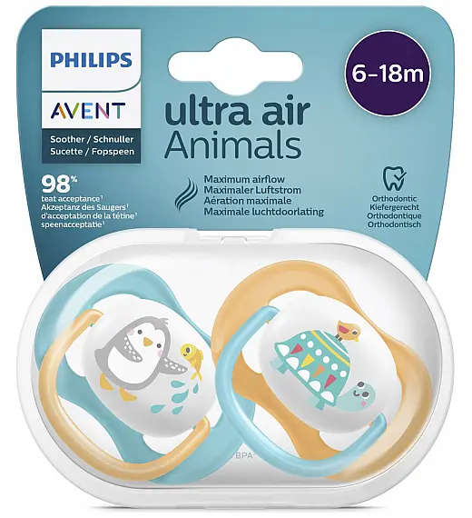 AVENT SCF080/07 duda varalica - silikon ultra air,  6-18m, m, pingvin/kornjača, 2/1
