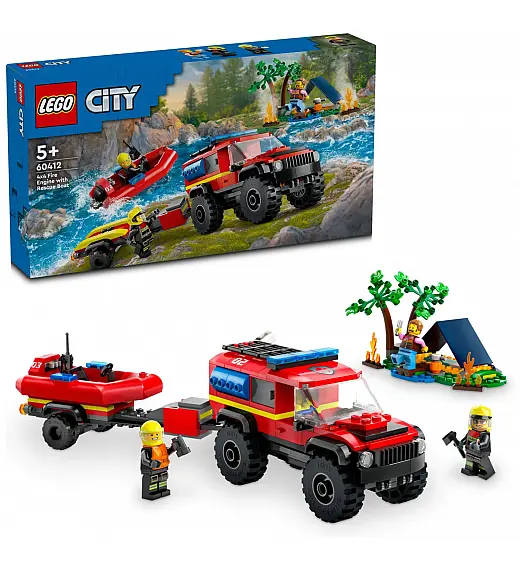 Lego kocke City Vatrogasni terenac s čamcem za spašavanje 60412