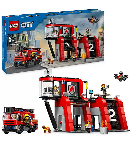 Lego kocke City Gasilska postaja z gasilskim vozilom 60414