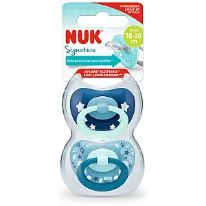 Nuk tolažilna duda - silikon Signature (18-36 m), 2 kosa multicolor