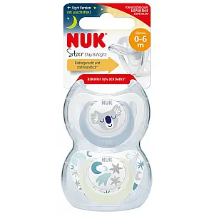 Nuk tolažilna duda - silikon Star Day & Night 0-6m  2/1