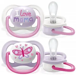 Avent SCF080/02 utješna duda - silikon ultra air, 0-6m, ž, mama/leptir, 2/1