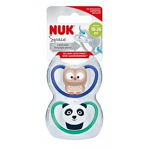 Nuk tolažilna duda - silikon Space s3 (18-36), 2 kos/box