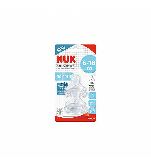 NUK sisač silikon FC Y protok, 6-18m, 2 kom Multicolor NUK