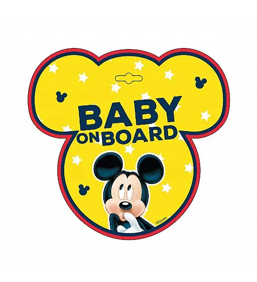 Znak za avto otrok v avtu Mickey 20 x 16 cm yellow Seven