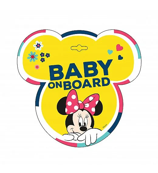Znak za avto otrok v avtu Minnie 20 x 16 cm yellow Seven