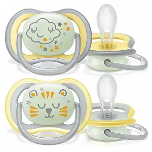 Avent SCF376/01 tolažilna duda - silikon sil. 18+m, neutral, nočna, 2/1 Ultra air
