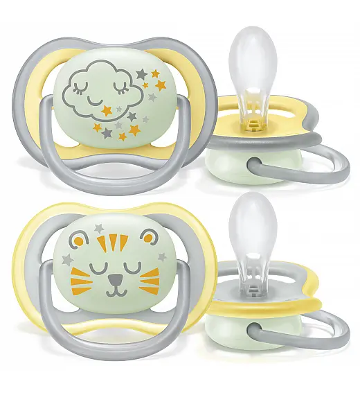 Avent SCF376/01 tolažilna duda - silikon sil. 18+m, neutral, nočna, 2/1 Ultra air Avent