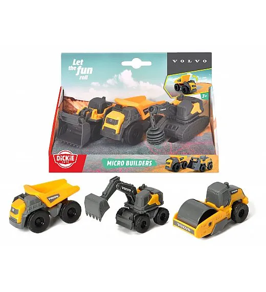 Dickie delovni strojev Volvo 3 kom dolžina 9 cm, 2 sort DIckie