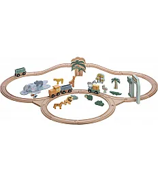 Free 2 Play lesena železnica z vagoni in živalsko druščino