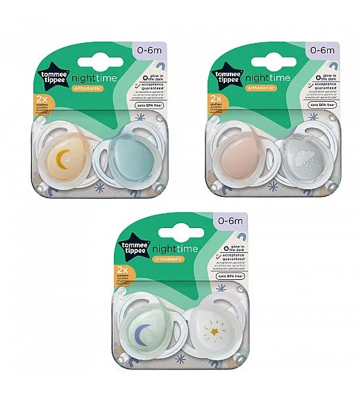 Tommee Tippee tolažilna duda - silikon , nočna, 0-6m, sort, 2/1 43338095 Tommee Tippee