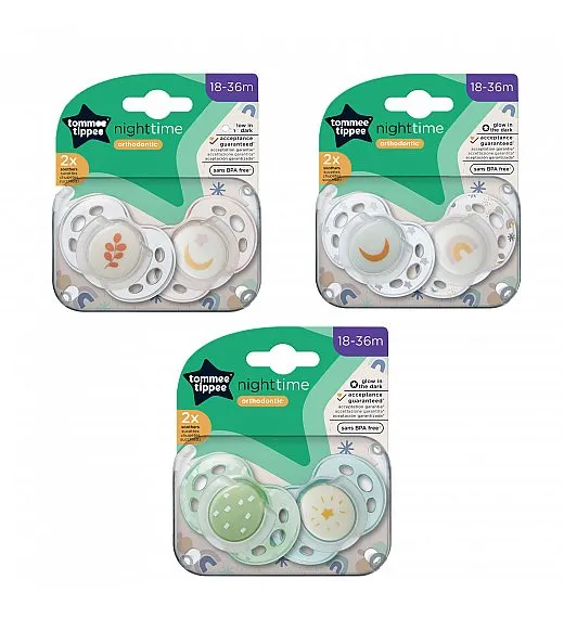 Tommee Tippee tolažilna duda - silikon , nočna, 18-36m, sort, 2/1 43340094 Tommee Tippee