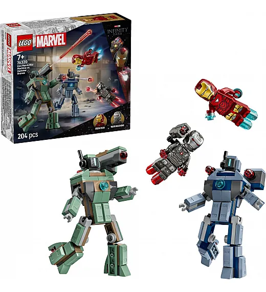 Lego® Super Heroes 76320 Iron Man in War Machine proti dronom Hammer Lego