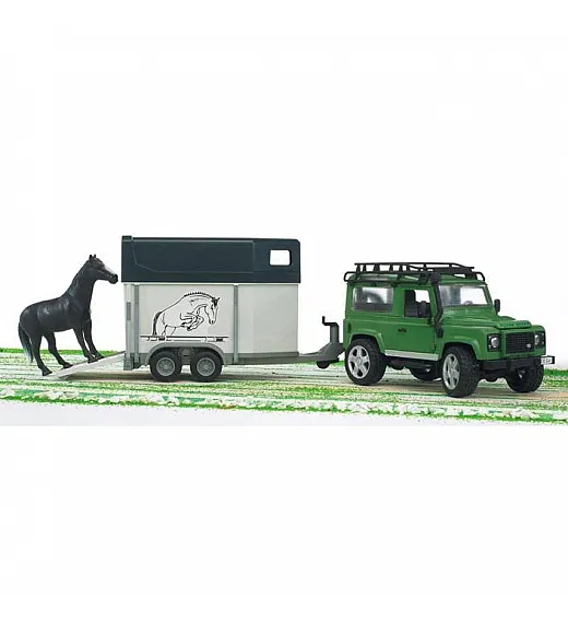 Bruder jeep Land Rover s prikolico in konjem Bruder