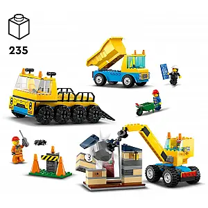Kocke City Građevinski kamioni i kran s kuglom za rušenje 60391