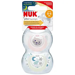 Nuk tolažilna duda - silikon Star Day & Night 0-6m  2/1