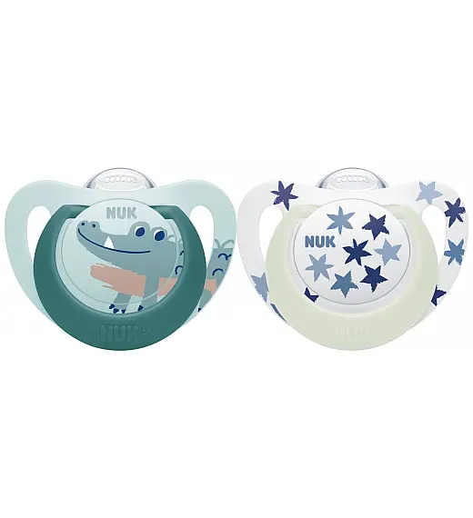 Nuk duda varalica  - silikon Star Day & Night 6-18 m, 2/1