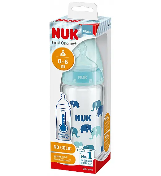 Steklenička steklena First Choice+ 240 ml, 0-6 m