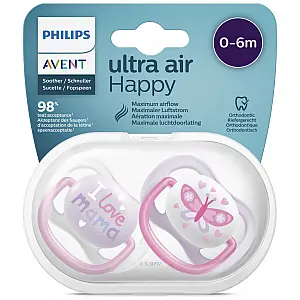 Avent SCF080/02 utješna duda - silikon ultra air, 0-6m, ž, mama/leptir, 2/1
