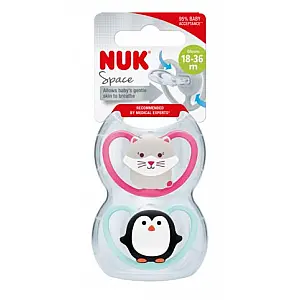 Nuk tolažilna duda - silikon Space s3 (18-36), 2 kos/box