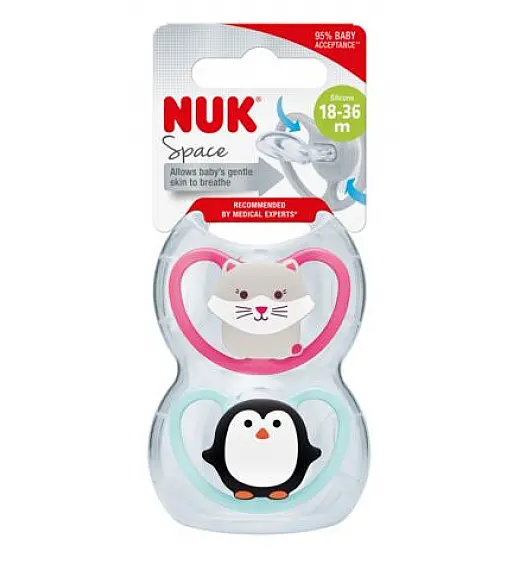 Nuk tolažilna duda - silikon Space s3 (18-36), 2 kos/box NUK