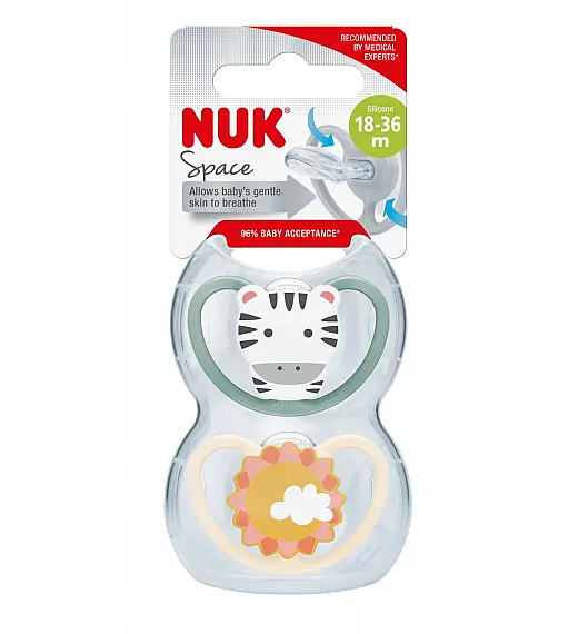 Nuk tolažilna duda - silikon Space s3 (18-36), 2 kos/box NUK