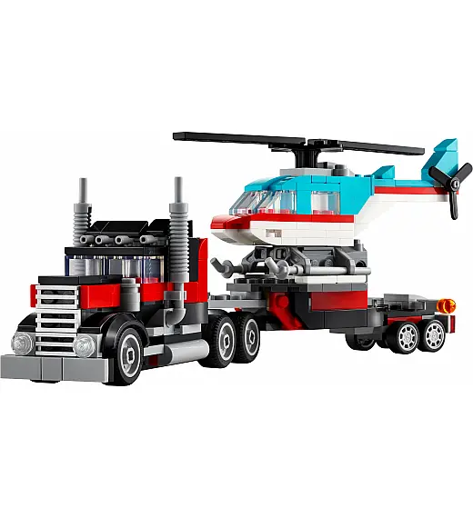 Kocke Creator Ploščadni tovornjak s helikopterjem 31146 Lego