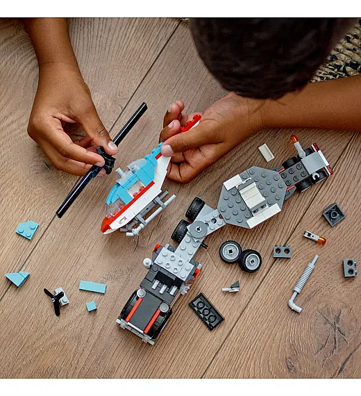 Kocke Creator Ploščadni tovornjak s helikopterjem 31146 Lego