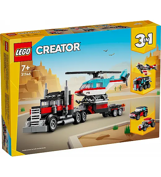 Kocke Creator Ploščadni tovornjak s helikopterjem 31146 Lego