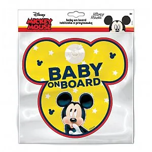 Znak za auto "Djeca u autu Mickey" 20 x 16 cm žuti
