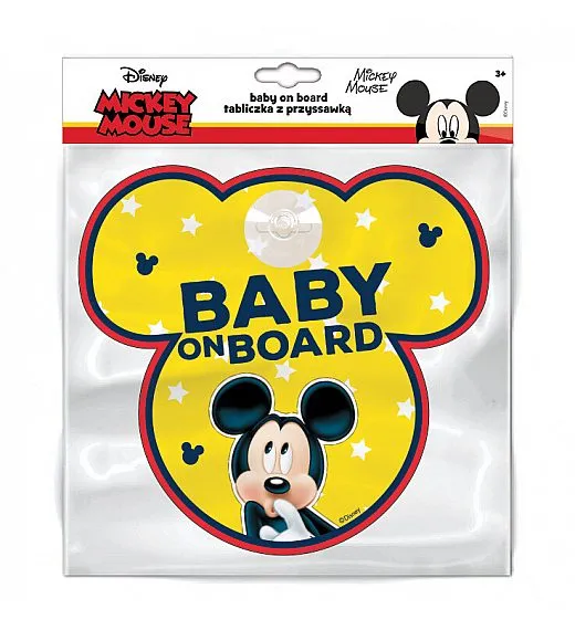 Znak za avto otrok v avtu Mickey 20 x 16 cm yellow Seven