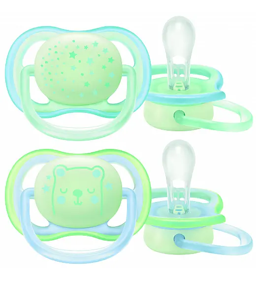 Avent SCF376/01 tolažilna duda - silikon sil. 18+m, neutral, nočna, 2/1 Ultra air Avent