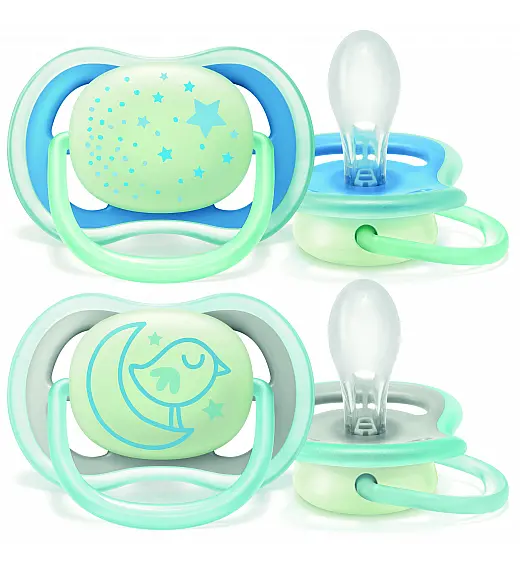 Avent SCF376/01 tolažilna duda - silikon sil. 18+m, neutral, nočna, 2/1 Ultra air Avent