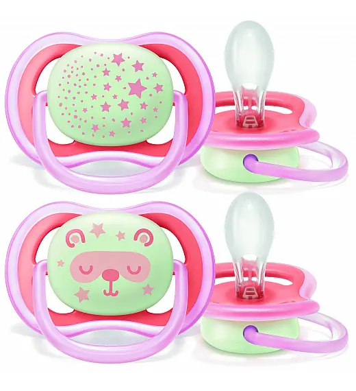 Avent SCF376/01 tolažilna duda - silikon sil. 18+m, neutral, nočna, 2/1 Ultra air Avent