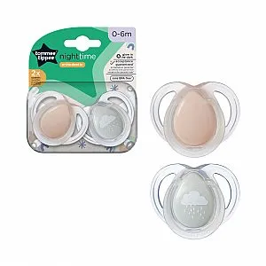 Tommee Tippee tolažilna duda - silikon , nočna, 0-6m, sort, 2/1 43338095