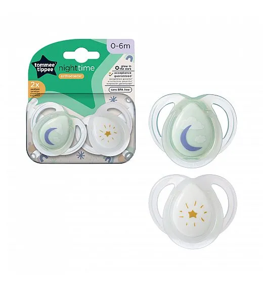 Tommee Tippee tolažilna duda - silikon , nočna, 0-6m, sort, 2/1 43338095 Tommee Tippee