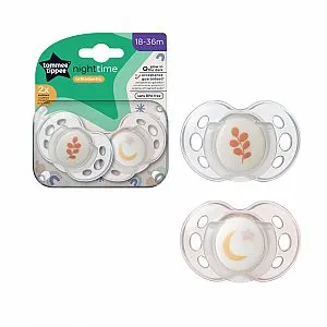 Tommee Tippee tolažilna duda - silikon , nočna, 18-36m, sort, 2/1 43340094
