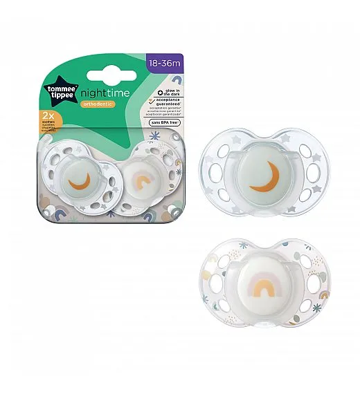 Tommee Tippee tolažilna duda - silikon , nočna, 18-36m, sort, 2/1 43340094 Tommee Tippee