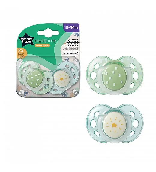 Tommee Tippee tolažilna duda - silikon , nočna, 18-36m, sort, 2/1 43340094 Tommee Tippee