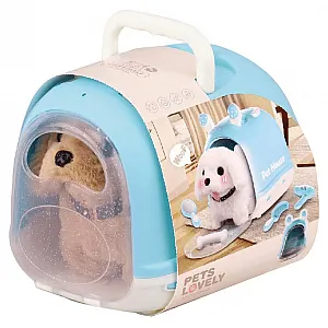 Plišasti inteligentni pes v nosilcu