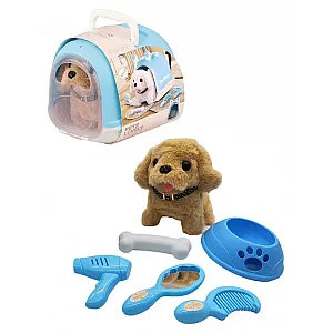 Plišasti inteligentni pes v nosilcu