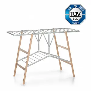 Funkcionalno leseno stojalo za perilo Ciak - Naturale/Aluminij