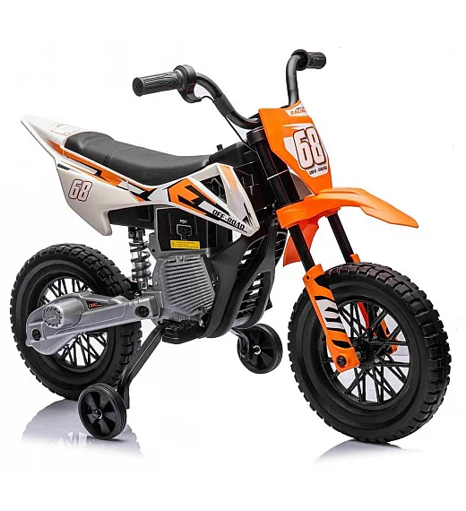 12V motor za otroke MOTOCROSS, oranžen