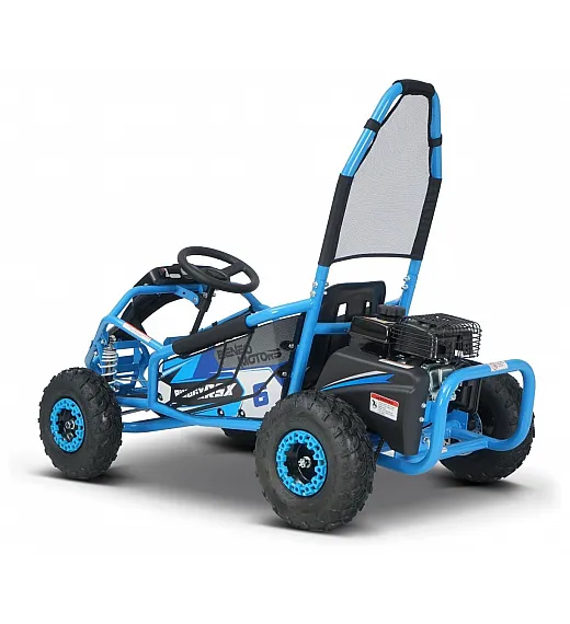 Otroški bencinski gokart Buggy RSX 98 cm³, 30 km/h, disk zavore, nizko zežišče, varnostni lok Otroški bencinski gokart Buggy RSX 98 cm³, 30 km/h, moder