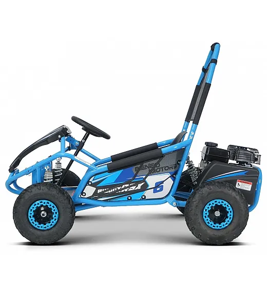 Otroški bencinski gokart Buggy RSX 98 cm³, 30 km/h, disk zavore, nizko zežišče, varnostni lok Otroški bencinski gokart Buggy RSX 98 cm³, 30 km/h, moder
