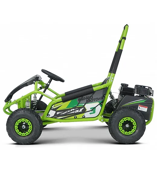 Otroški bencinski gokart Buggy RSX 98 cm³, 30 km/h, disk zavore, nizko zežišče, varnostni lok Otroški bencinski gokart Buggy RSX 98 cm³, 30 km/h, zelen