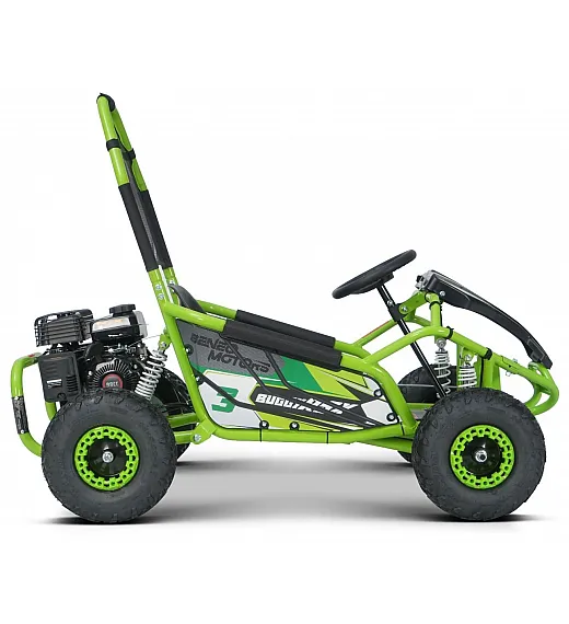 Otroški bencinski gokart Buggy RSX 98 cm³, 30 km/h, disk zavore, nizko zežišče, varnostni lok Otroški bencinski gokart Buggy RSX 98 cm³, 30 km/h, zelen