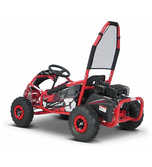 Otroški bencinski gokart Buggy RSX 98 cm³, 30 km/h, disk zavore, nizko zežišče, varnostni lok Otroški bencinski gokart Buggy RSX 98 cm³, 30 km/h, rdeč