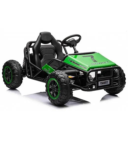 Robusten 24V električni otroški avto SPORT-KART, 100W, zelen